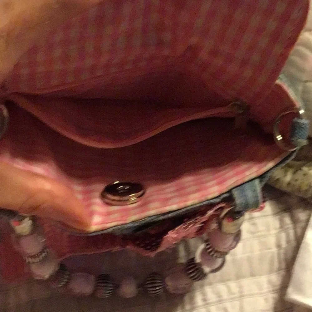 Purse Small Blue Jean Denim Purse with Jewel Handles